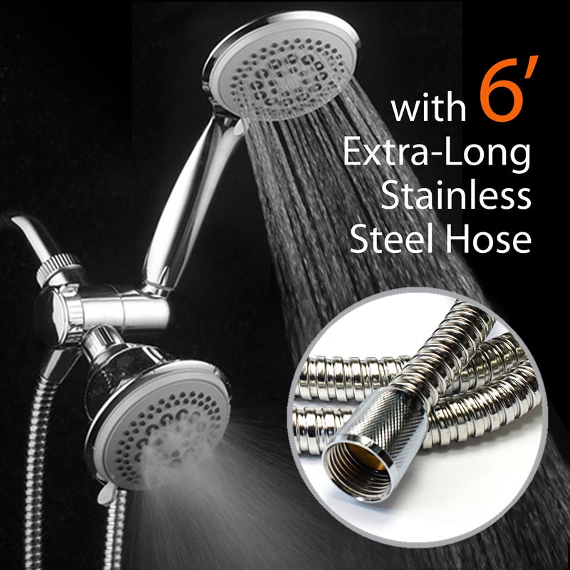Dream Spa DreamSpa Luxury 36 Setting Large Showerhead and Hand-Shower Dual 3-Way-Combo by Top Brand Manufacturer (Fixed and Handheld Shower-Heads, Water-Diverter, Extra Long 6 ft Stainless Steel Shower-Hose) - Image 2